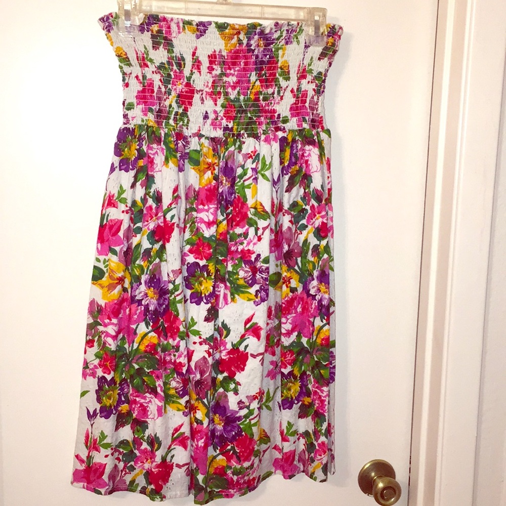 Strapless floral dress